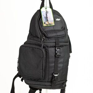 NWT Sling Camera Backpack QIPI Black with Purple Interior